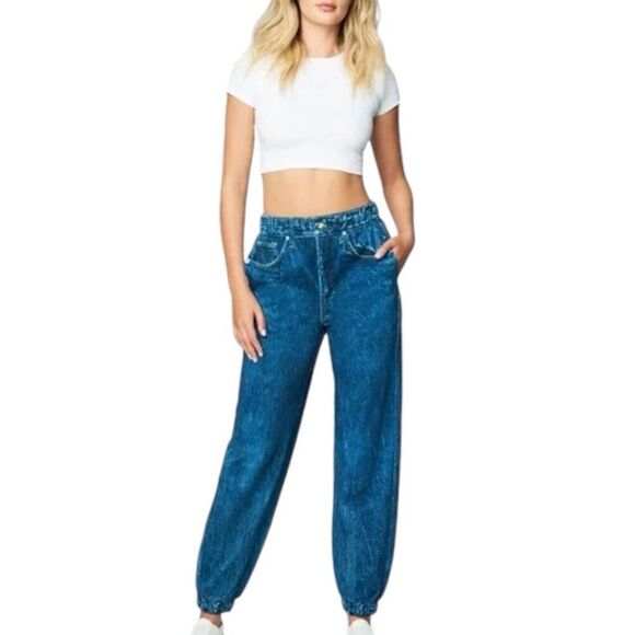 BLANKNYC‎ Womens S Blue Dark Wash High Rise Easy Come Easy Go Tapered Leg Jogger - Picture 1 of 13